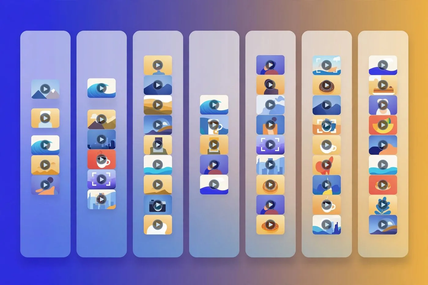 Illustration of a weekly content calendar with short video clips scheduled daily