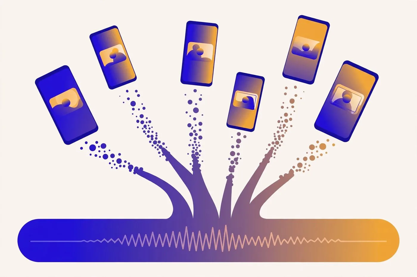 Illustration of a one-hour webinar being repurposed into short vertical video clips