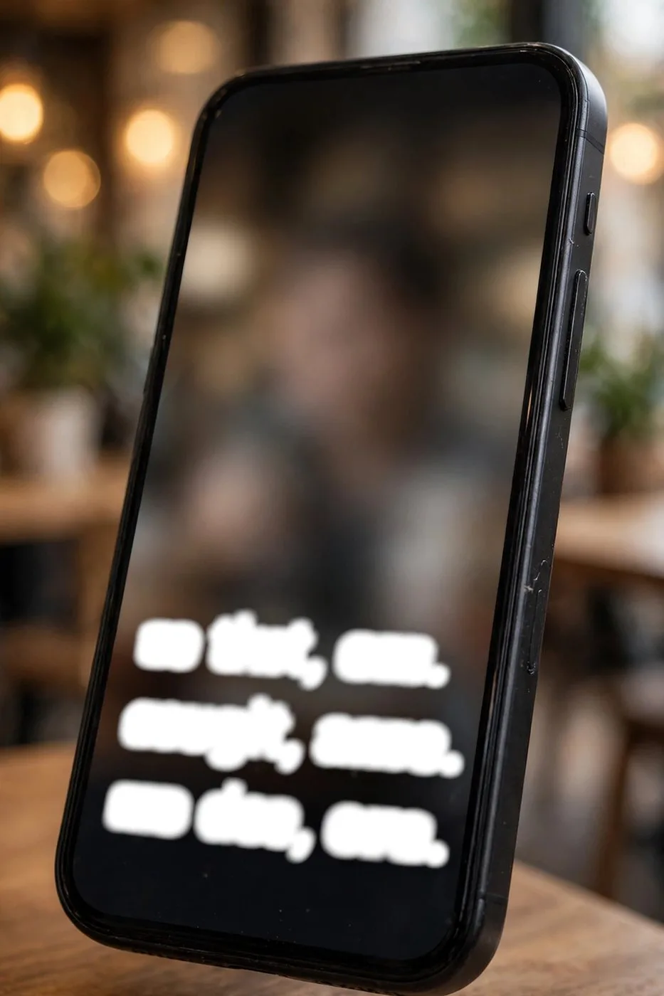 Smartphone showing bold auto-generated captions on a vertical short video
