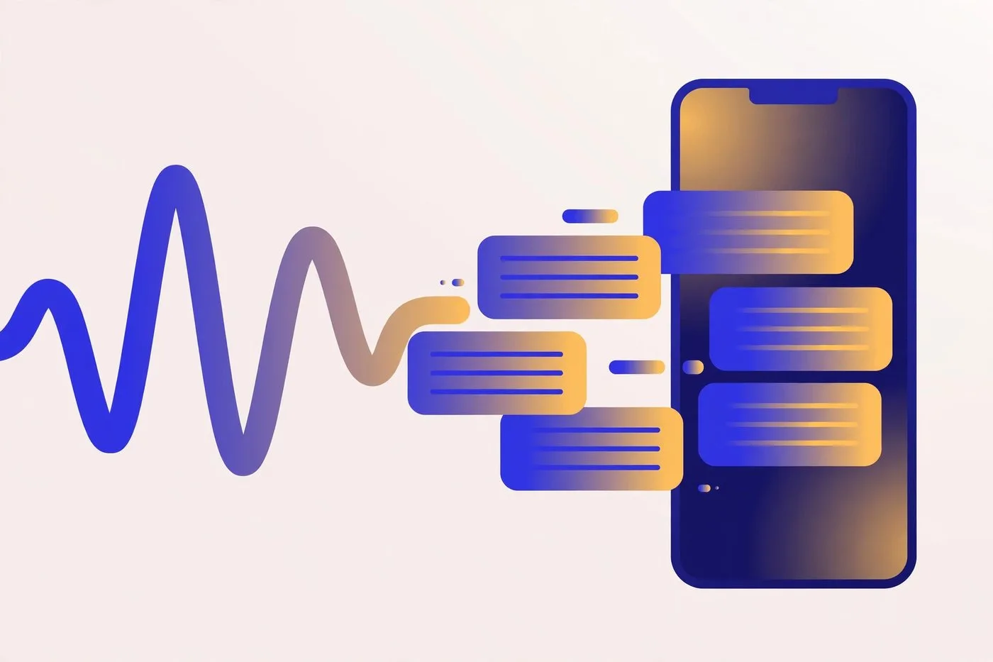 Illustration of spoken words converting into caption text blocks