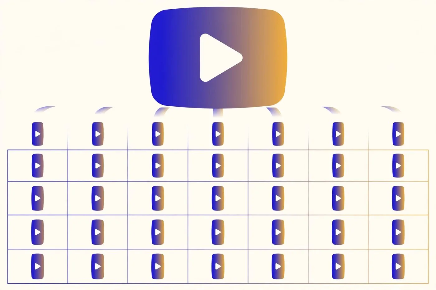 Illustration of one long video multiplying into 30 days of content